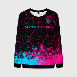 Мужской свитшот System of a Down - neon gradient: символ сверху