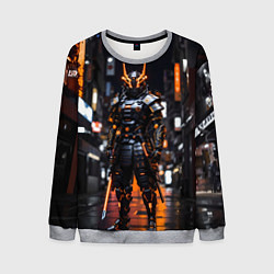 Мужской свитшот Кибер робот самурай от нейросети