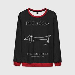 Свитшот мужской Собака на черном - Пабло Пикассо, цвет: 3D-красный