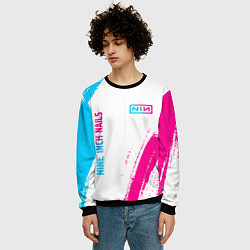 Свитшот мужской Nine Inch Nails neon gradient style: надпись, симв, цвет: 3D-черный — фото 2