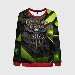 Свитшот мужской Baldurs Gate 3 logo green abstract, цвет: 3D-красный