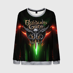 Мужской свитшот Baldurs Gate 3 logo green red light