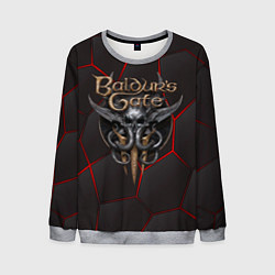 Свитшот мужской Baldurs Gate 3 logo red black geometry, цвет: 3D-меланж