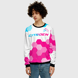 Свитшот мужской Citroen neon gradient style: символ сверху, цвет: 3D-черный — фото 2