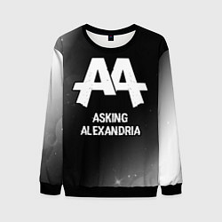 Свитшот мужской Asking Alexandria glitch на темном фоне, цвет: 3D-черный