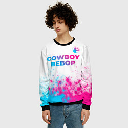 Свитшот мужской Cowboy Bebop neon gradient style: символ сверху, цвет: 3D-черный — фото 2