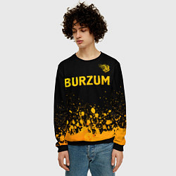 Свитшот мужской Burzum - gold gradient: символ сверху, цвет: 3D-черный — фото 2