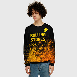 Свитшот мужской Rolling Stones - gold gradient: символ сверху, цвет: 3D-черный — фото 2