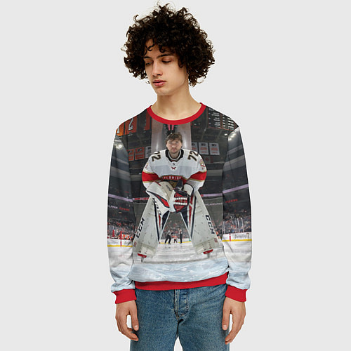 Мужской свитшот Sergey Bobrovsky - Florida panthers - hockey / 3D-Красный – фото 3