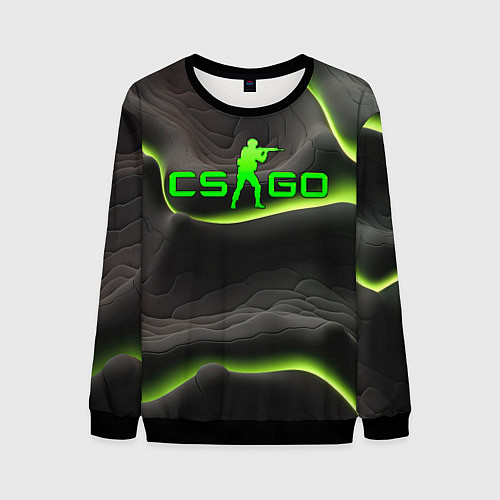 Мужской свитшот CSGO green black logo / 3D-Черный – фото 1