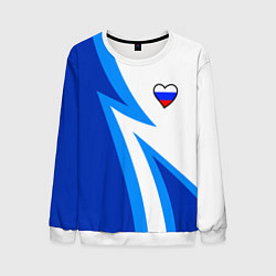 Мужской свитшот Флаг России в сердечке - синий