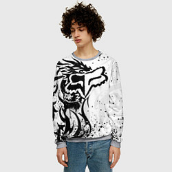 Свитшот мужской Fox motocross - белый дракон, цвет: 3D-меланж — фото 2