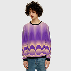 Свитшот мужской Фиолетовый градиент в полоску, цвет: 3D-черный — фото 2