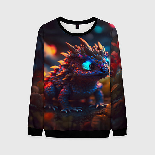 Мужской свитшот Дракончик и осень / 3D-Черный – фото 1