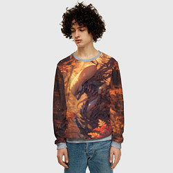 Свитшот мужской Ксеноморф в осеннем лесу, цвет: 3D-меланж — фото 2