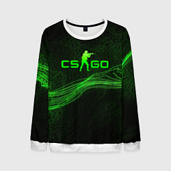 Свитшот мужской CSGO green abstract, цвет: 3D-белый