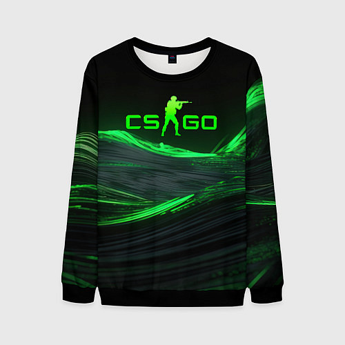 Мужской свитшот CSGO neon green logo / 3D-Черный – фото 1