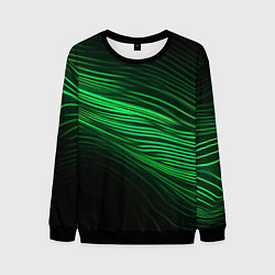 Свитшот мужской Green neon lines, цвет: 3D-черный