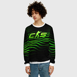 Свитшот мужской CS2 green logo, цвет: 3D-белый — фото 2