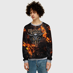 Свитшот мужской Baldurs Gate 3 fire logo, цвет: 3D-меланж — фото 2