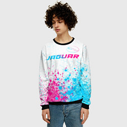 Свитшот мужской Jaguar neon gradient style: символ сверху, цвет: 3D-черный — фото 2