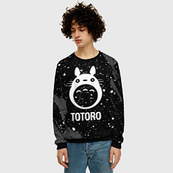 Свитшот мужской Totoro glitch на темном фоне, цвет: 3D-черный — фото 2