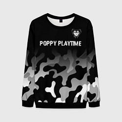 Свитшот мужской Poppy Playtime glitch на темном фоне: символ сверх, цвет: 3D-черный