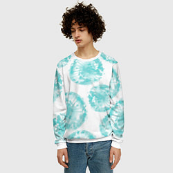 Свитшот мужской Акварельные голубые био формы, цвет: 3D-белый — фото 2
