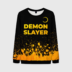 Свитшот мужской Demon Slayer - gold gradient: символ сверху, цвет: 3D-черный