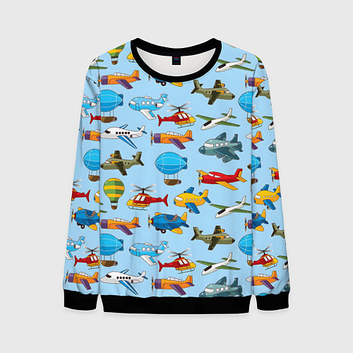 Мужской свитшот Самолёты и вертолёты / 3D-Черный – фото 1