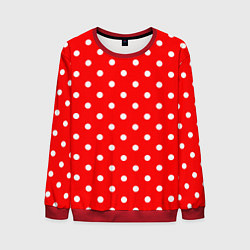 Свитшот мужской Белый горошек на красном, цвет: 3D-красный