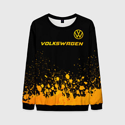 Свитшот мужской Volkswagen - gold gradient: символ сверху, цвет: 3D-черный