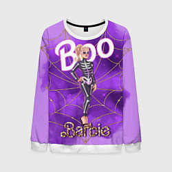 Мужской свитшот Барби в костюме скелета: паутина и фиолетовый дым