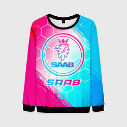 Свитшот мужской Saab neon gradient style, цвет: 3D-черный