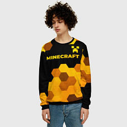 Свитшот мужской Minecraft - gold gradient: символ сверху, цвет: 3D-черный — фото 2