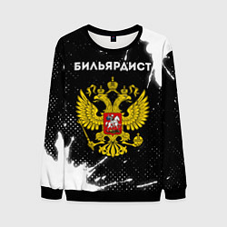 Свитшот мужской Бильярдист из России и герб РФ, цвет: 3D-черный