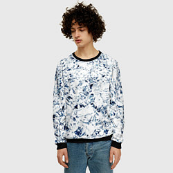 Свитшот мужской Паттерн ледяные вершины гор, цвет: 3D-черный — фото 2