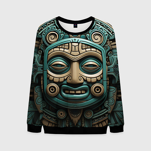 Мужской свитшот Орнамент в стиле индейцев майя / 3D-Черный – фото 1