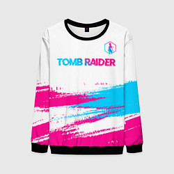 Свитшот мужской Tomb Raider neon gradient style посередине, цвет: 3D-черный