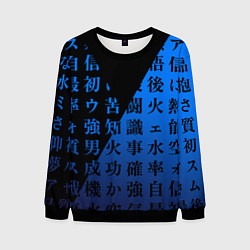 Свитшот мужской Сто синих иероглифов, цвет: 3D-черный