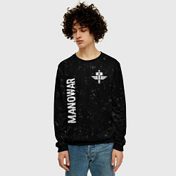 Свитшот мужской Manowar glitch на темном фоне вертикально, цвет: 3D-черный — фото 2