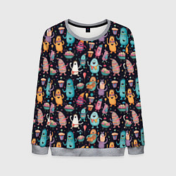 Свитшот мужской Весёлые монстры на вечеринке, цвет: 3D-меланж