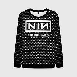 Свитшот мужской Nine Inch Nails glitch на темном фоне, цвет: 3D-черный