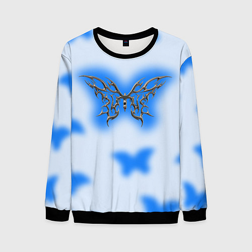 Мужской свитшот Y2K blue butterfly / 3D-Черный – фото 1