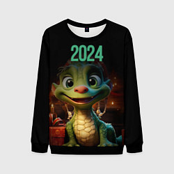 Свитшот мужской 2024 символ года, цвет: 3D-черный