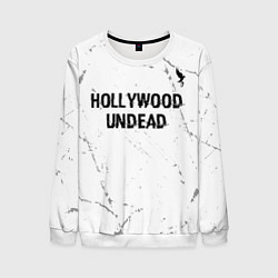 Свитшот мужской Hollywood Undead glitch на светлом фоне посередине, цвет: 3D-белый