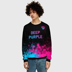 Свитшот мужской Deep Purple - neon gradient посередине, цвет: 3D-черный — фото 2