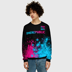 Свитшот мужской OneRepublic - neon gradient посередине, цвет: 3D-черный — фото 2