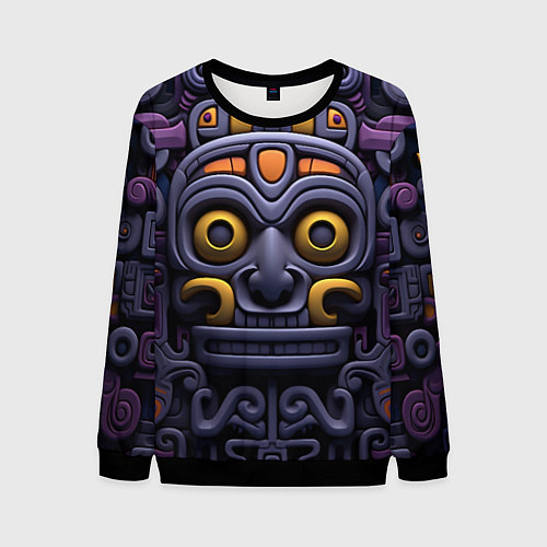 Мужской свитшот Орнамент в стиле ацтеков / 3D-Черный – фото 1