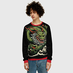 Свитшот мужской Символ года зеленый дракон, цвет: 3D-красный — фото 2